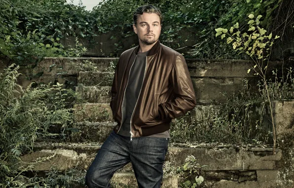 Picture jeans, jacket, photographer, ladder, the ruins, actor, stage, the bushes