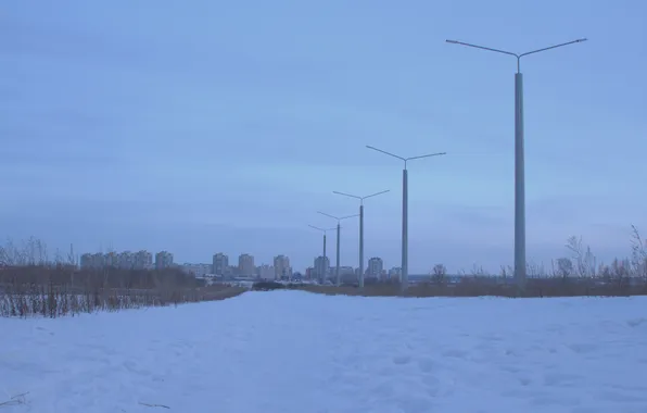 The sky, snow, building, home, spring, the evening, Russia, architecture