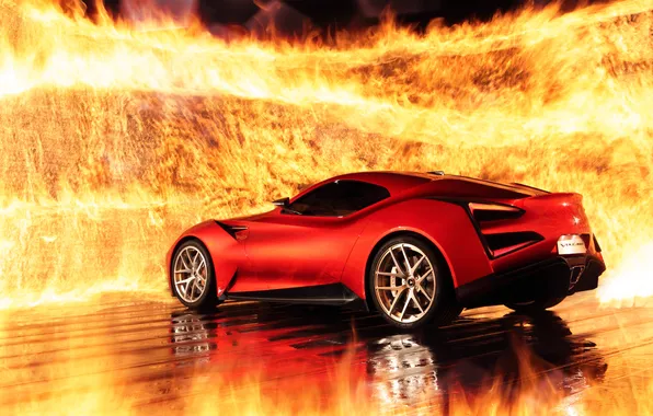Picture Red, Auto, Fire, Machine, Coupe, Sports car, Vulcan, Icona