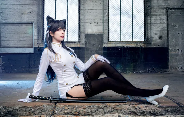 Girl, sword, ears, cosplay, Kill La Kill, cosplay model