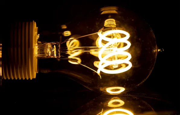 Light bulb, light, reflection, darkness