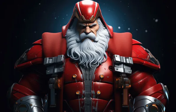 Red, armor, Santa Claus, beard