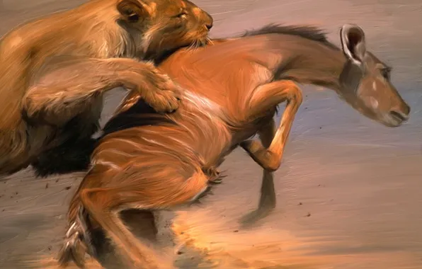 Picture Figure, Leo, Animals, Paint, Art, Mining, Painting, Painter, Fight