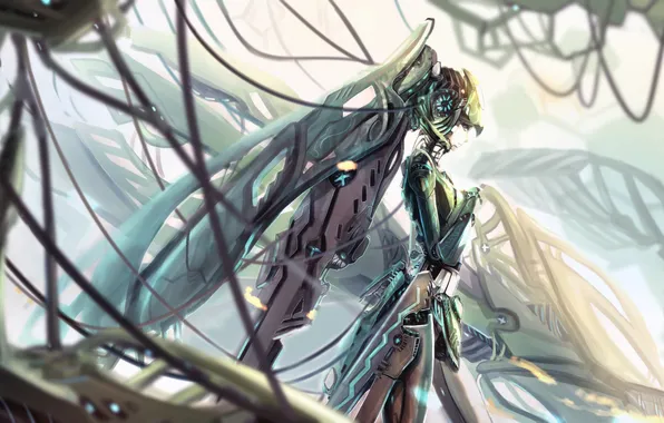Picture girl, metal, wire, robot, art, kikivi