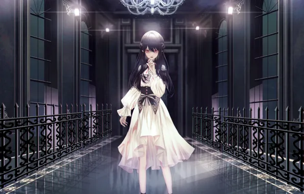 Picture vampire, art, anime, castle, hongsung0819, girl, window