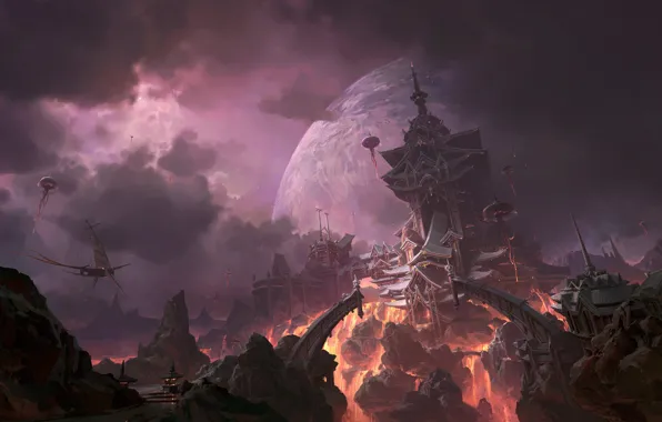 The sky, The city, Planet, Palace, Castle, Style, City, Fantasy