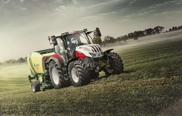 Field, dust, tractor
