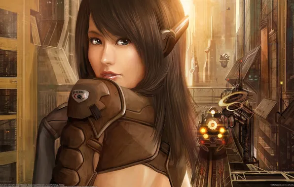 Girl, the city, future, train, art, Chong Fei Giap