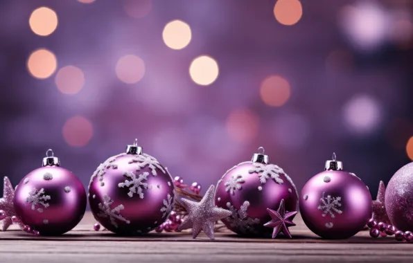 Picture balls, Christmas, purple, New year, lilac, Christmas decorations, lilac background, AI art