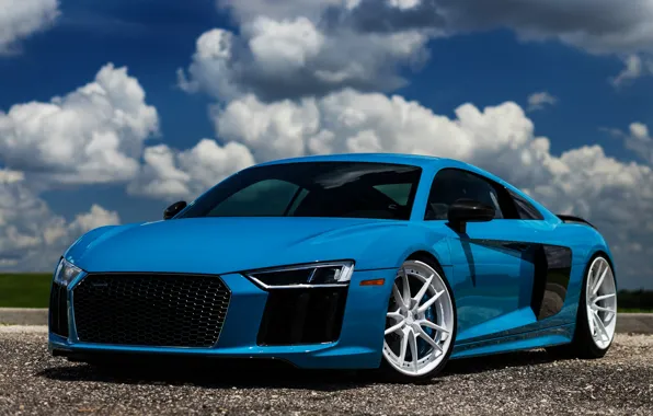 Audi, Audi R8, tuning, supercars, german cars, 2018 cars, blue R8, the color of the …