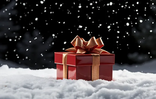 Gift, Christmas, New year, black background, bow, bow, gift box, AI art