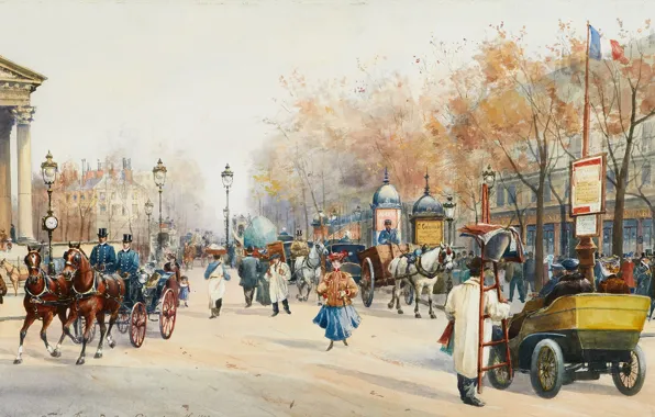 France, Paris, watercolor, the urban landscape, "Boulevard of the Capuchins", Anna Sofia Palm de Rosa