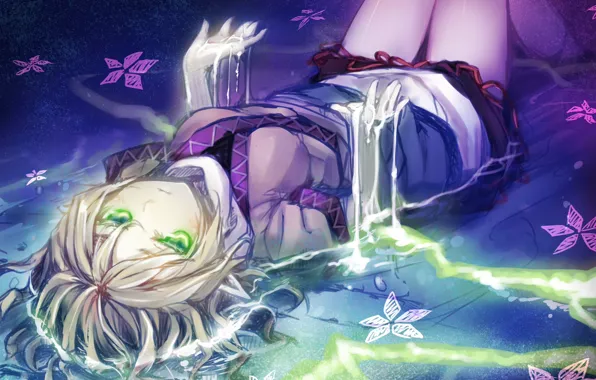 Look, water, girl, pose, magic, lies, touhou, art