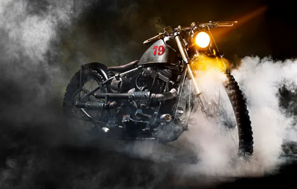 Wallpaper, bike, smoke, retro, motorcycle, old, tire, headlight