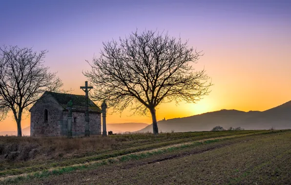 Picture light, sunset, Chapelle Saint Jean-Dambach-la-Ville