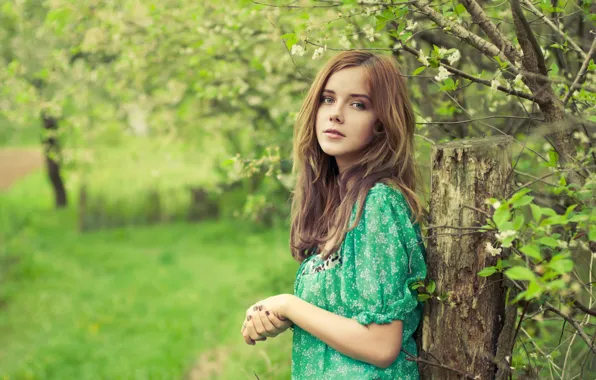 Pose, look, garden, nature, bokeh, girl, photo, spring