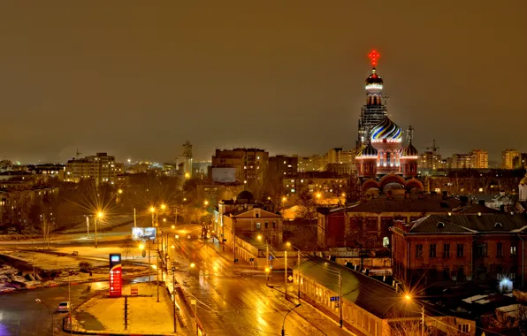 Night, beauty, The city, hdr, lights, Church, temple, night city