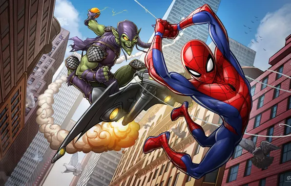 Art, Spider-man, Marvel Comics, green goblin, Patrick Brown, PatrickBrown