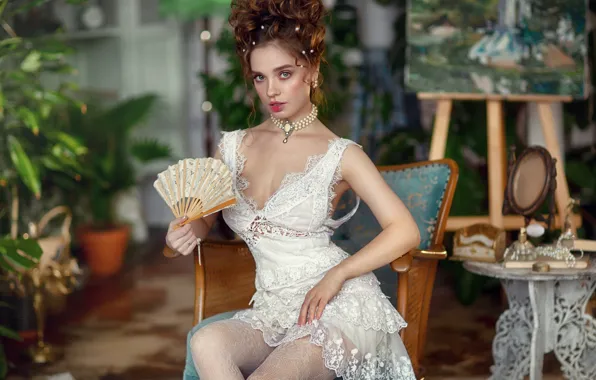 Style, model, fan, lace, Kate, Anastasia Barmina