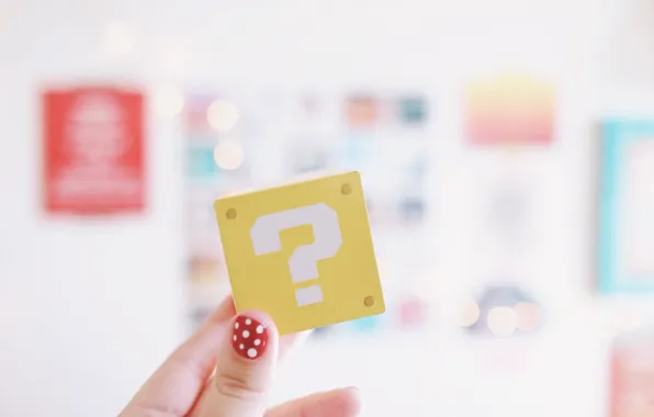 Yellow, sign, polka dot, peas, question, cube, cube, manicure