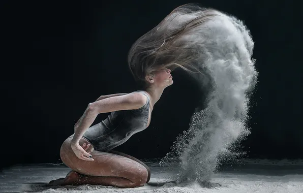 Sand, girl, hair, dust, stroke