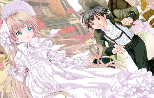 Walk, ice cream, white dress, gosick, Kapor, victorica de blois, kujou kazuya