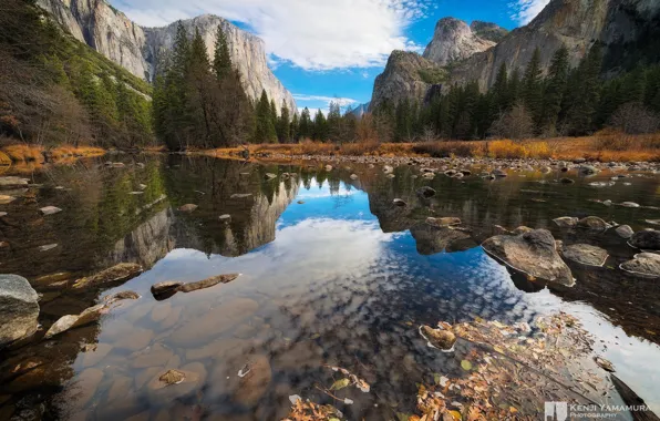 The sky, mountains, river, photographer, Yosemite National Park, Kenji Yamamura