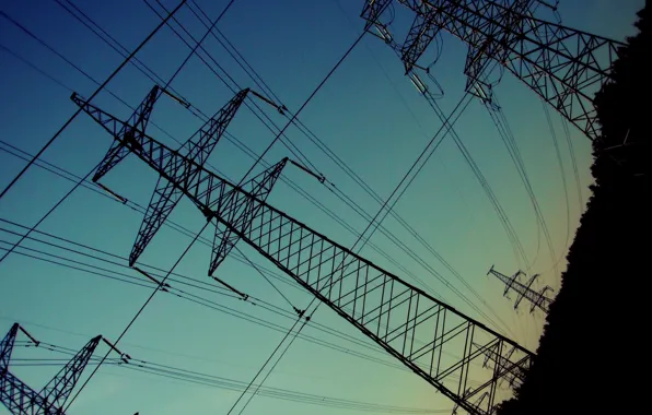 The sky, wire, electricity, power lines, vysokovoltny