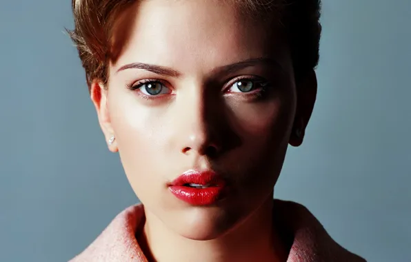 Picture look, girl, light, face, background, shadow, actress, Scarlett Johansson