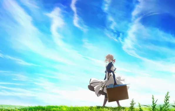 Picture the sky, girl, anime, Violet Evergarden