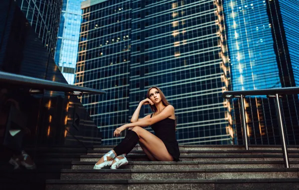 The city, steps, Russia, ballerina, Pointe shoes