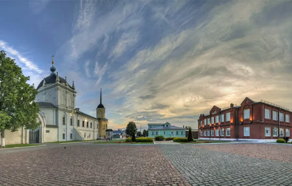 The sky, The evening, Architecture, Kolomna, Cathedral square