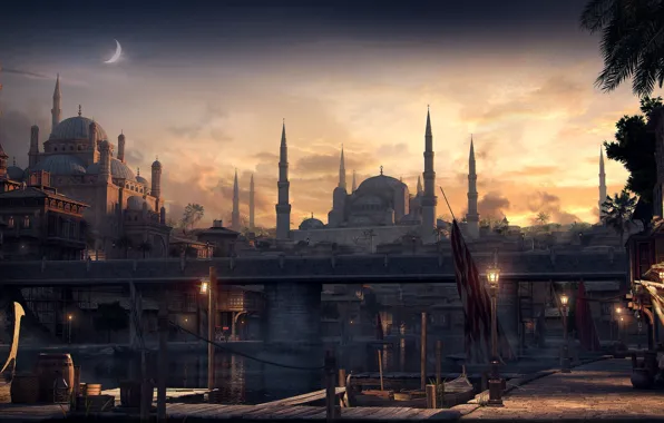The city, graphics, mosque, render, Constantinople