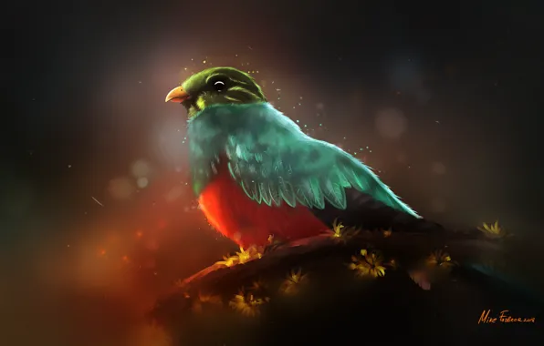 Figure, Bird, Feathers, Art, Illustration, Environments, Mike Fazbear, Autumn bird