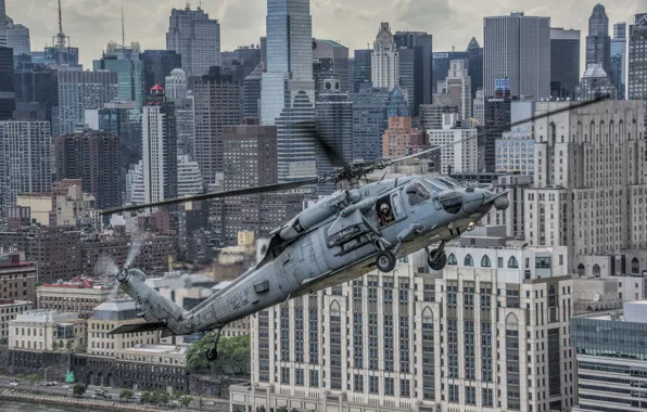 Picture flight, the city, home, helicopter, skyscrapers, multipurpose, Sikorsky, UH-60