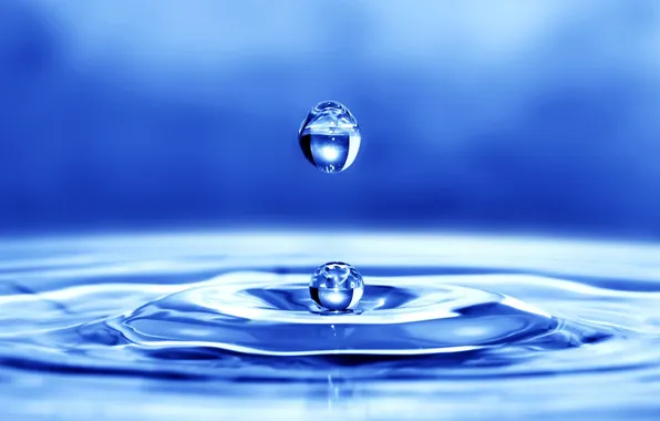 Water, macro, blue, photo, blue, Wallpaper, color, drop