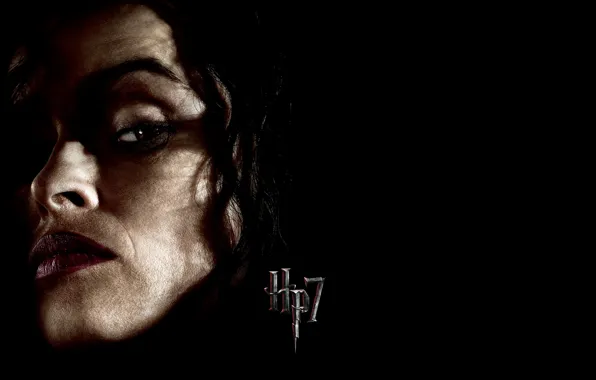 Face, black background, Helena Bonham Carter, Harry Potter and the deathly Hallows, Helena Bonham Carter, …