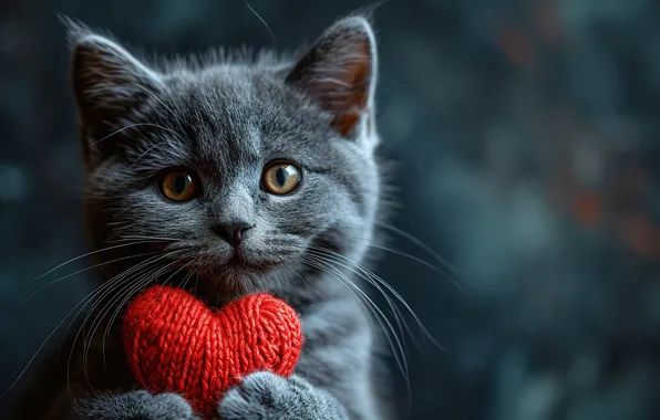 Cat, kitty, heart, cute, heart, kitten, lovely, cute