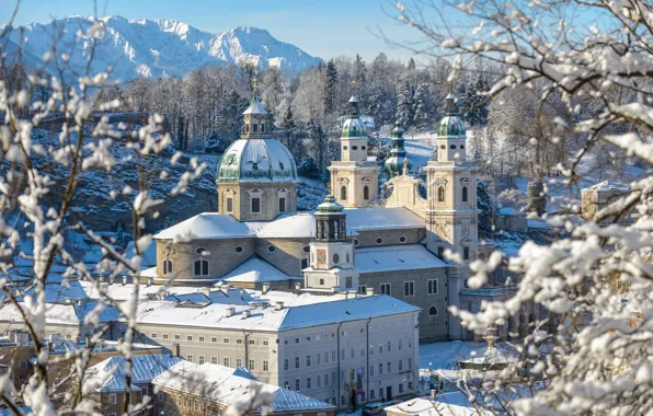 Home, Winter, Mountains, Trees, Austria, Snow, Winter, Snow