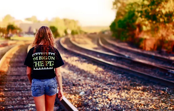 Road, girl, background
