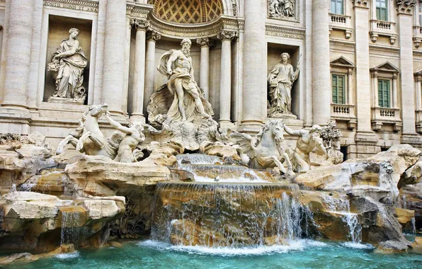 Fountain, sculpture, Italy, Rome, Trevi