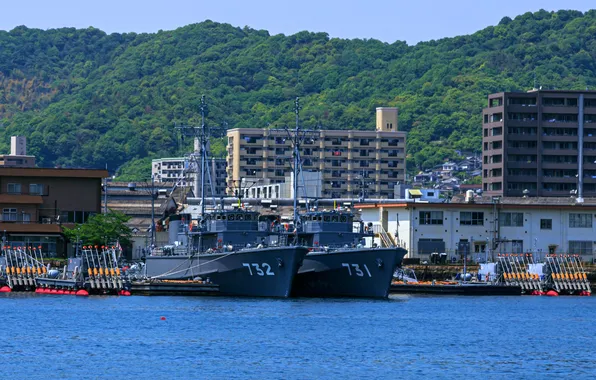 Japan, pier, base, minesweepers