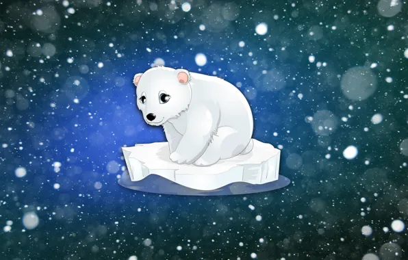 Picture Winter, Minimalism, Figure, Snow, Bear, Bear, Background, Polar bear