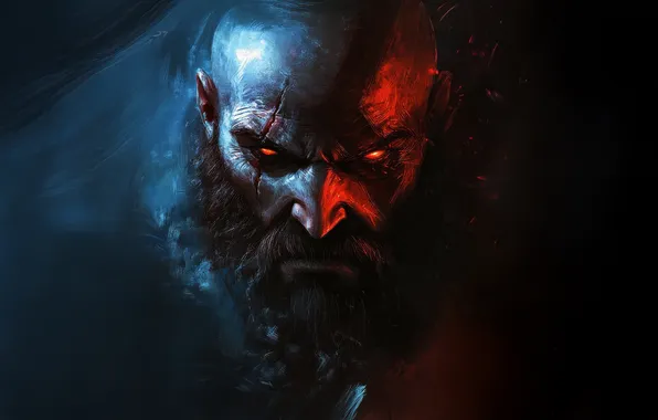 God of war, weapon, kratos, sony, snow, blow, man, boy