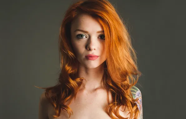 Picture Girl, Look, Model, Lips, Tattoo, Red, red head, Julie Kennedy