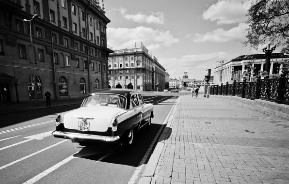 Download wallpaper black & white, USSR, Volga, GAZ-21, Minsk, Volga-21 ...