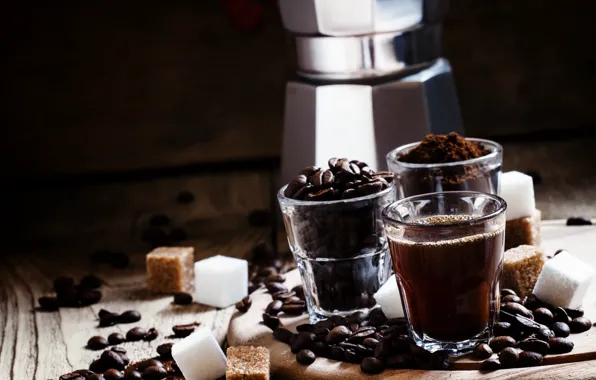 Glass, coffee, drink, coffee beans