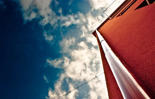 Clouds, wall, the building, The sky, pipe