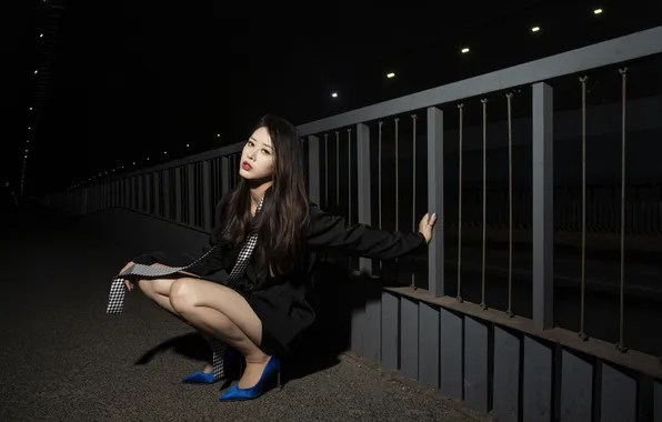 Dark, Beautiful, Asian, Model, Night, Woman, Road, Cute