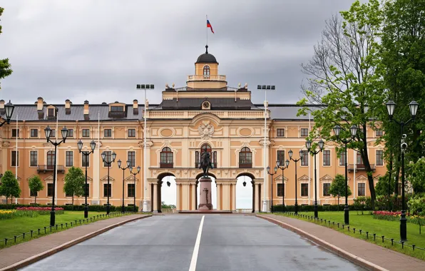 Road, street, the building, lights, arch, St. Petersburg, Constantine Palace